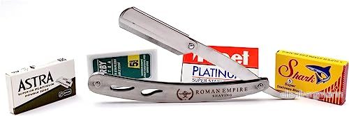 Razor Blades Club Mars Free Hand från Roman Empire Shaving Professionell rakhyvel för män barberare skägg, mustasch och sidrätter med set 20 blad (Astra Derby Shark Treet) 7350130651140