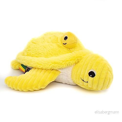 Les Déglingos Ptipotos av Sauvenou la Turtle Plush mamma och hennes bebis original mjukisdjur idealisk från födseln presentidé för födelse mjuk plysch gul 4897018369863