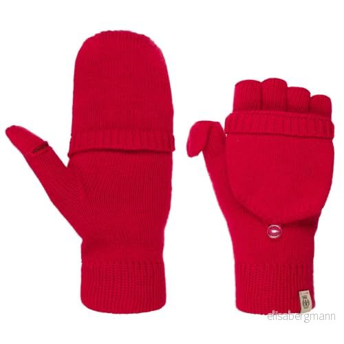Roeckl stickade handskar fingerlösa merino vinterhandskar fingerhandskar (en storlek mörkröd) 4053071034302
