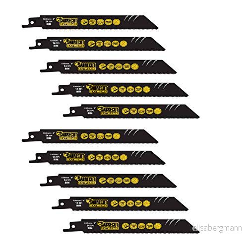 10 x SabreCut SCRS922BF_10 150 mm 14 TPI S922BF snabbt trä och metallskärning fram återgående sabelsågblad kompatibla med Bosch Dewalt Makita många andra 5060705320648 10 x SabreCut SCRS922BF_10 150 mm 14 TPI S922BF snabbt trä och metallskärning fram återgående sabelsågblad kompatibla med Bosch Dewalt Makita många andra 5060705320648