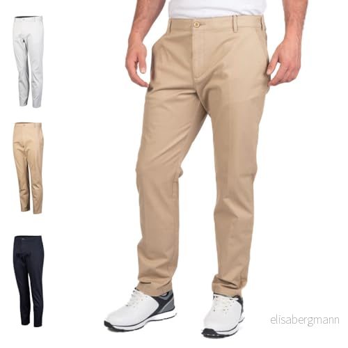 Island GREEN herr stretch bomull chinos byxor golfbyxor, STEN, 34W x 33L 5050217351513