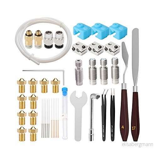 42 st 3D skrivare M6 munstyckessats, 1 titan värmebrytning + munstycke 0,4 mm 3 hals med PTFE rör värmeblock silikonstrumpa rengöringsnål verktyg för 1,75 Prusa i3 MK3 MK3S V6 Extruder Hotend 791548328342