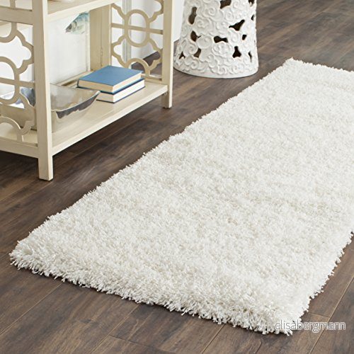SAFAVIEH lurvig matta för vardagsrum, matsal, sovrum California Shag kollektion, hög lugg, i vitt, 69 x 213 cm 683726469308