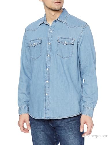 Amazon Essentials mäns normal passform långärmad denimskjorta, ljusblå, X Large 193548304607