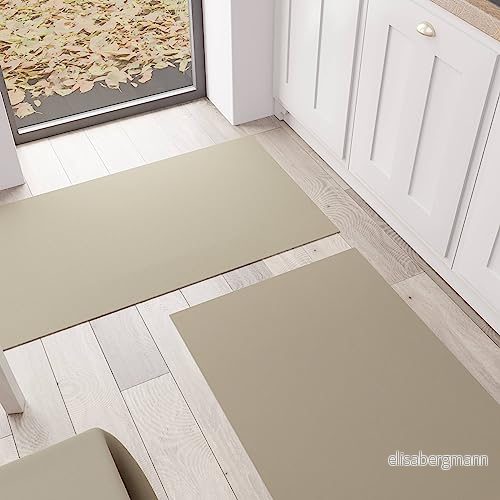 PETTI Artigiani Italiani köksmatta, kökslöpare, halkfri tvättbar kökslöparmatta, enfärgad matta 52 x 180 cm brungrå, 100% tillverkad i Italien 8056897030738