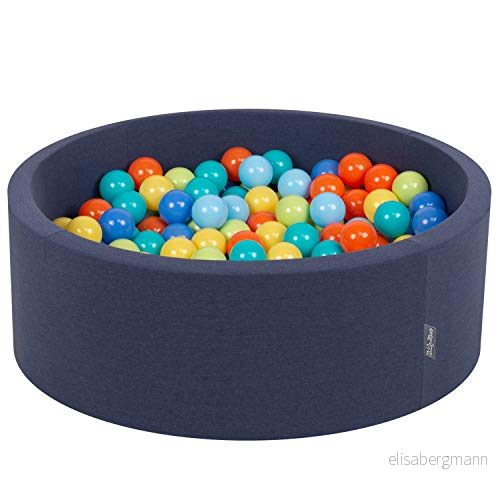 KiddyMoon OK30D 178 bollar bad 90 x 30 cm/300 Ø 7 cm Bollpool med färgglada för spädbarn barn rund, blå: ljusgrön/orange/turkos/blå/babyblå/gul 5902687419241