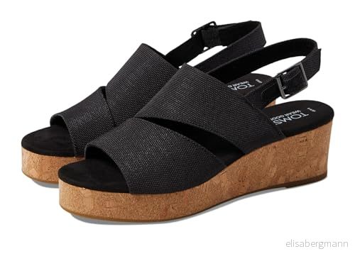 TOMS Claudine kil sandal, Black melange Woven, 5 UK, Svart vävd, 37.5 EU 195703476914