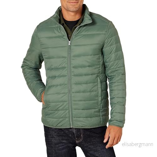 Amazon Essentials lättviktig vattentålig pufferjacka för män (finns i stora och långa), grangrön, X Large 195111521909