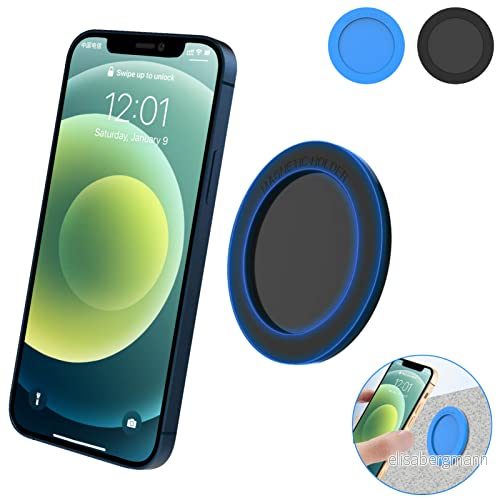 [2 pack] Magnetisk Mag Safe Väggmonteringsdekal för Magsafe iPhone 13/12, DIY Sticky Mount Vägg/Bil/Kök/Rum/Kontor/Spegel 13/12 Pro Max Mini (1*Blå + 1*Svart) 669936721917