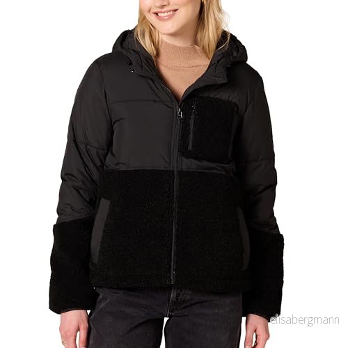 Amazon Essentials kvinnors Sherpa Puffer Jacka, Svart, Small 196433583750
