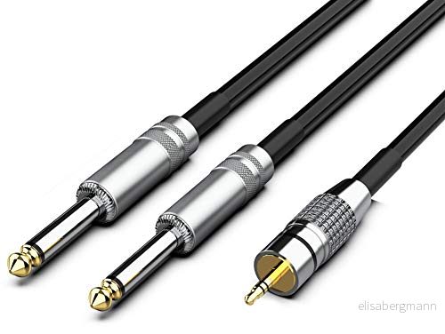 Audibax Gold Cable 2 Jack Mono till Minijack Stereo - 24k guldpläterade kontakter PVC-beläggning Maximal isolering Längd 1,5 meter Svart 637913194221