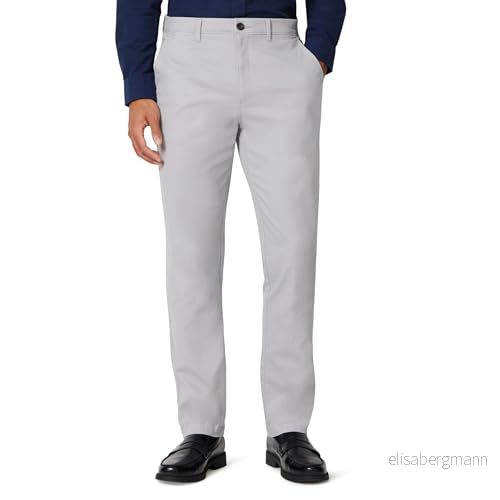 Amazon Essentials Men's Lediga stretchiga chinos atletisk passform (finns i Big & Tall), Ljusgrå, 35W / 34L 193548330316