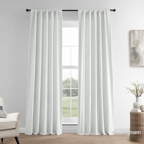 HPD Half Price Drapes, franska linnegardiner 274 cm långa mörkläggningsgardiner för sovrum och vardagsrum 127 x (1 panel), krispvit 711081314954