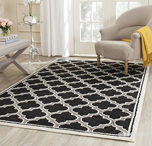 Safavieh La Salis inomhus/utomhatta, vävd polypropylenmatta i antracit/elfenben, 160 x 230 cm 683726378631