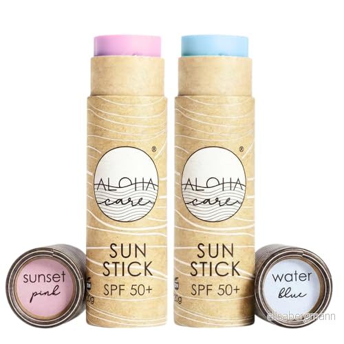 Aloha Sun Stick SPF 50+, perfekt för vattensporter och surfing mineral solskyddspinne 50 ansikte, solskyddspinne, solblockspinnar pinne, alternativ solstick, 2 st blå + rosa 5904915126020