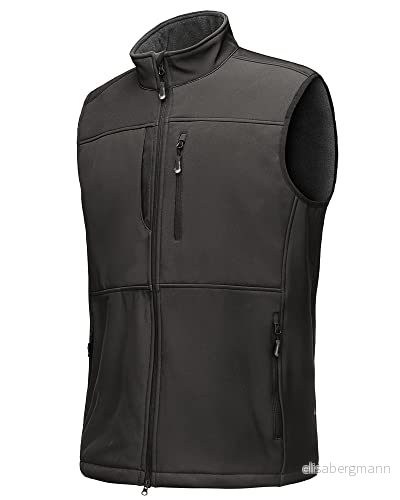 33 000 fot väst herr utomhus vattentät softshell ärmlös jacka kroppsvärmare fleece full dragkedja mjuk skalväst, GRÅ, XL 193336025226
