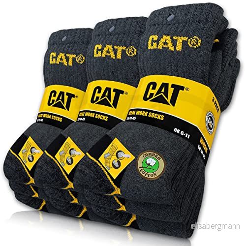 9 par CAT® Real Work strumpor kvinnor män arbetsstrumpor affärsstrumpor storlek 3550, grå, 43 46 EU 4260732042662