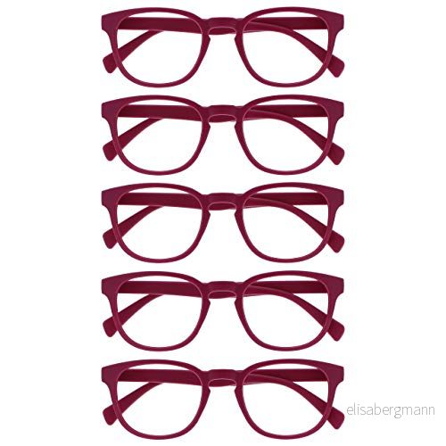 Opulize Pop läsglasögon 5 pack roliga runda matt ram Fuscia rosa vårgångjärn reptåliga män kvinnor RRRRR2 4 +1,50 5055955359173