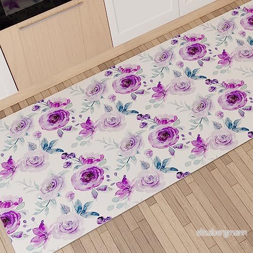 PETTI Artigiani Italiani - Köksmatta löpare kök halkfri och tvättbar 52 x 80 cm blomdesign 02 100% tillverkad i Italien 8056992312081