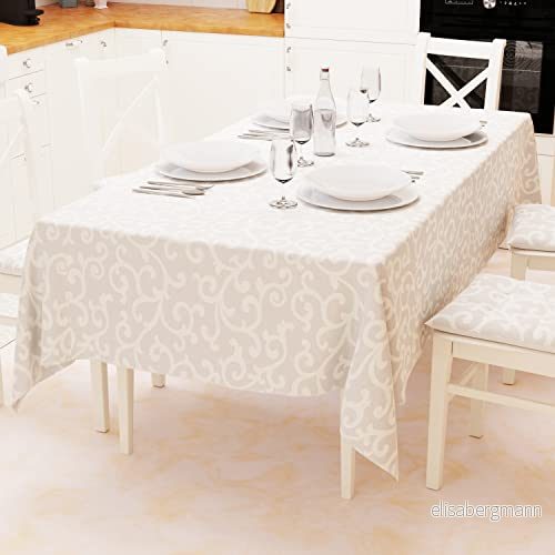 PETTI Artigiani Italiani Bordsduk, Köksduk Av Bomull Grå Järnmönster X6 Platser (140 x 180 cm) 100% Tillverkad i Italien 5056411137076