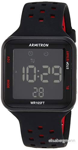 Armitron unisex sportklocka med digital kronograf silikonarmband, 40/8417, Svart/röd 86702609956