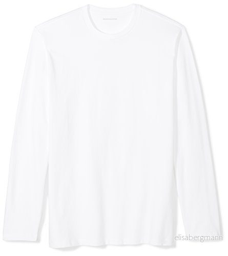 Amazon Essentials långärmad T-shirt för män, normal passform, vit, Small 191770251171