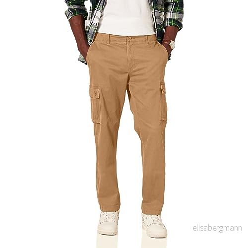 Amazon Essentials Men's Stretchiga cargobyxor med rak passform (finns i Big & Tall), Mörk kaki brun, 36W / 34L 191770915134