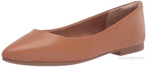 Amazon Essentials dam spetsig tå balett platt, kamel, 38.5 EU Bred 840809194179