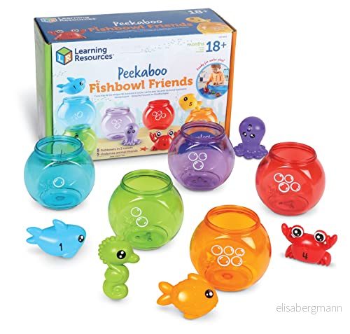 Learning Resources Peekaboo Fishbowl Friends, 10 delar, 18 månader+, Inlärningsleksaker, babyleksaker, pedagogiska leksaker, fiskleksaker, djurleksaker, badleksaker 765023068146
