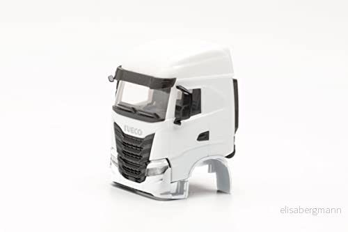 herpa 085625 Iveco S Way Delservice, modell hytt utan vindstänkskydd, 2 st. Originaltrogen skala 1:87, modellbil, modelltillverkning, dekoration, tillbehör för miniatyrmodell av plast, vit 4013150085625