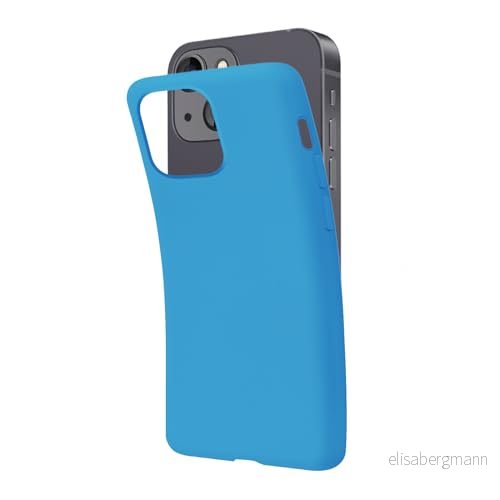 SBS Skal till iPhone 13 ljusblå Cerulean Pantone 2191 C, mjukt och flexibelt reptåligt fodral, tunt bekvämt att hålla i fickan, kompatibelt fodral med trådlös laddning 8018417399022