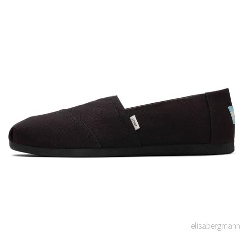 TOMS Alpargata Loafer för kvinnor, svart/svart bred återvunnen bomullstyg, 9 UK, svart bomullsduk, UK Wide 195703172236