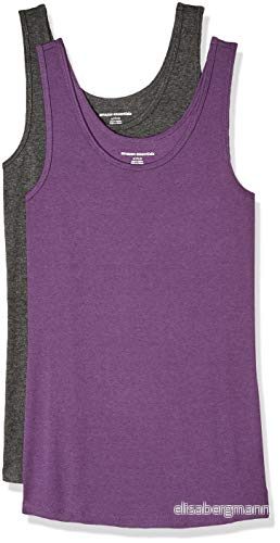 Amazon Essentials Women's Linne smal passform, Pack of 2, Kolsvart ljung/Mörklila, XL 191770929643