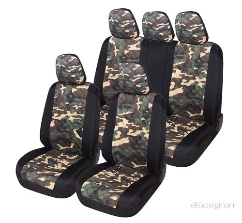 Auto Accessori Lupex A23 Universella bilsätesöverdrag fram och bak (helset tvåfärgad, kamouflagegrön) 8056669279990