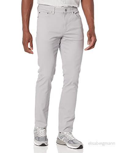 Amazon Essentials mäns slim-fit-byxor, 5-fickors stretch twill-design, ljusgrå, 32 B x 30 L 193548647452