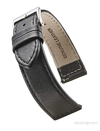 Alpin platt sydd äkta läder klockarmband med snabbfrigörande fjäderstänger svart, brun, vinröd, röd, rosa, blå, grå 1022 mm 16MM Svart 628043212732