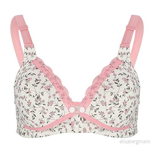 amnings bh blommig spets bh, bomull fram, öppen för gravida kvinnor, damkläder utan stålringar, Rosa blommor, 36/80 741870442599