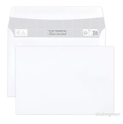 Kalligraf (Clairefontain korrespondens sortiment) 691C låda med 500 vita kuvert C6 114 x 162 mm självhäftande 80 g/m² 3329680069105