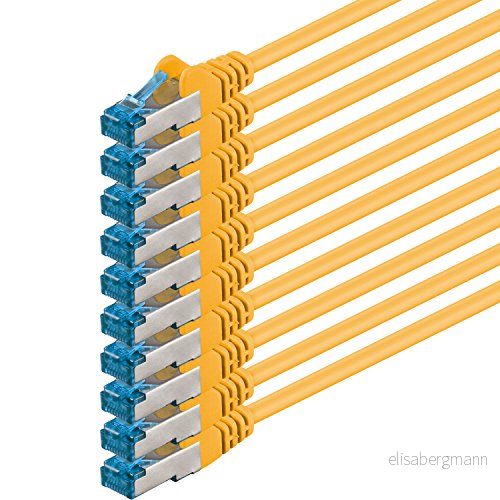 0,25 m CAT6a gul nätverkskabel 10 st CAT 6 A patchkabel 10000 Mbit s SFTP PIMF 500MHz kompatibel med CAT5 CAT6 CAT7 DSL Internet Switch Router 4251073679747