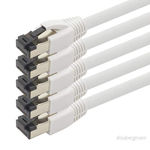 3m Cat 8 nätverkskabel CAT8 kabel vit 5 delar Cat.8 Lan 2000 Mhz 40 Gbit s 40GBase T POE + patchkabel Ethernet LSZH x 3 meter 4251073686295
