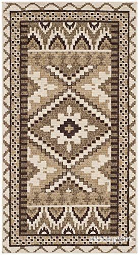 Safavieh fet och ljus inomhusvävd rektangulär matta, Veranda kollektion, VER096, i kräm/brun, 79 x 152 cm för vardagsrum, sovrum eller valfritt inomhusutrymme 683726667865