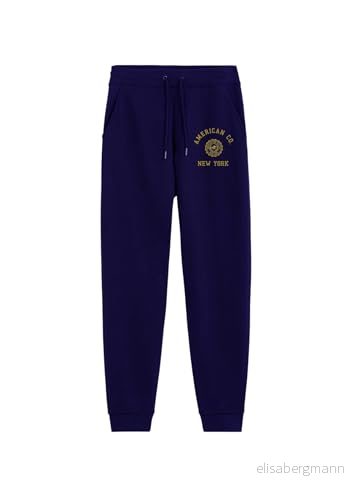 AMERICAN COLLEGE USA Chinos joggingbyxor sport varma kläder blandade män och kvinnor casual modell ACJOGW4 Navy L, Färg: blå, L 3666052653471