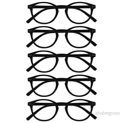 Opulize Zen läsglasögon 5 pack coola runda ramar fjädergångjärn reptåliga matt svarta män kvinnor RRRRRRR24 1 +2,50 5055955367826
