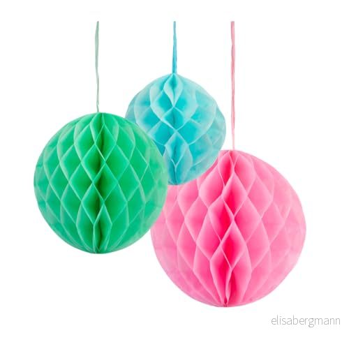 Talande bord papper pastell vaxkaka hängande festdekorationer i mintgrönt, blått och rosa födelsedag, baby shower, festival, bröllop 3 pack 5052715132663