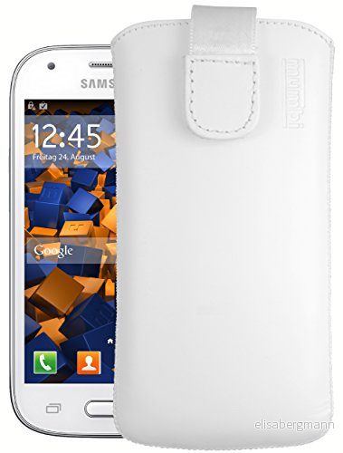 mumbi äkta läderfodral kompatibel med Samsung Galaxy Ace Style skal läder väska Case Wallet, vit 4251077216078