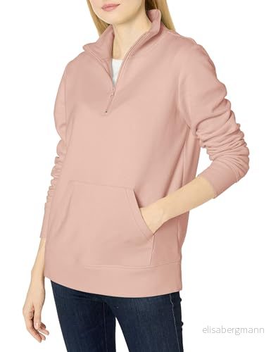 Amazon Essentials långärmad fleece kvartsdragkedja för kvinnor (finns i plusstorlek), ljusrosa, XX Large 194223385591