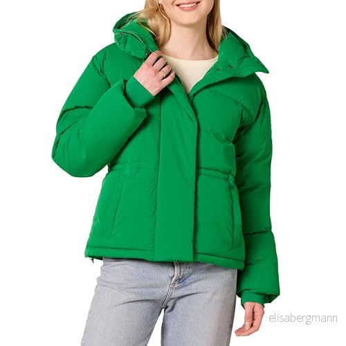 Amazon Essentials pufferjacka för kvinnor med kort midja (finns i plusstorlek), grön, Large 196433811488