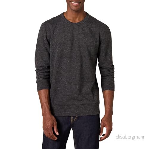 Amazon Essentials lätt långärmad fransk frotté rund hals sweatshirt för män (finns i stor och lång), kol ljung, X Small 196433880590