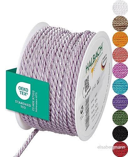 Halbach sidenband premiumsnöre (lavendel) Bredd 4 mm längd 25 m Tillverkad i Tyskland & Öko Tex certifierad glänsande satinsnöre av acetat 4015275772077