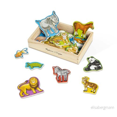 Melissa & Doug Djurmagneter i trä Magneter för barn Kylskåpsmagneter Kognitiv förmåga 1 2 3 åldrar Present till pojke eller flicka 4054678001858